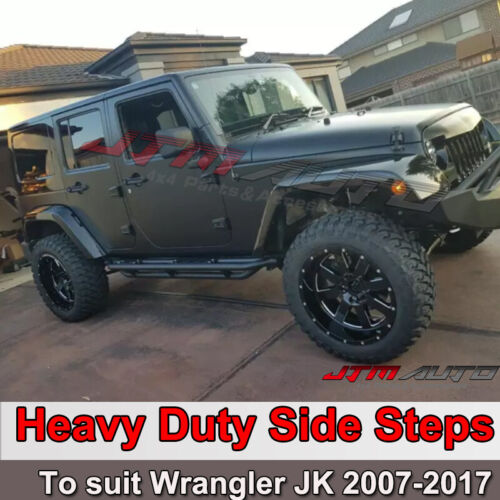 Heavy Duty Armor Black Off road Side Steps to suit Jeep Wrangler JK 4 Door 2007-2017