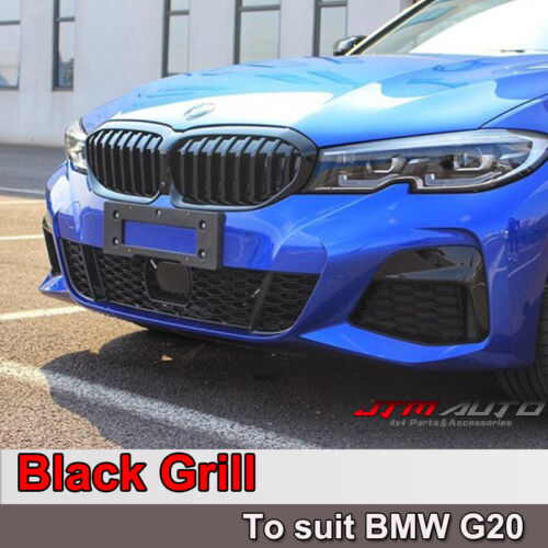 Gloss Black Front Bumper Bar Grill Grille suitable for BMW 3 Series G20 G21