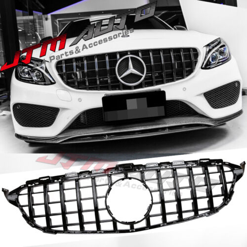 Gloss Black GT Style Grill Grille to suit Mercedes C-Class W205 C205 C43 15-18