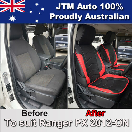 PREMIUM Red PU leather Waterproof Seat Covers for Ford Ranger PX 2012-2018