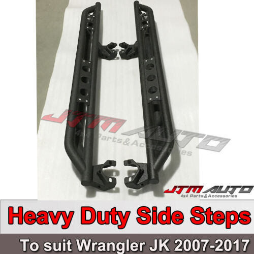 Heavy Duty Armor Black Off road Side Steps to suit Jeep Wrangler JK 4 Door 2007-2017