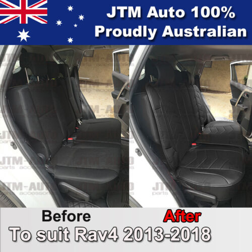 PREMIUM Black PU leather Waterproof Seat Covers to suit Toyota Rav4 2013-2018