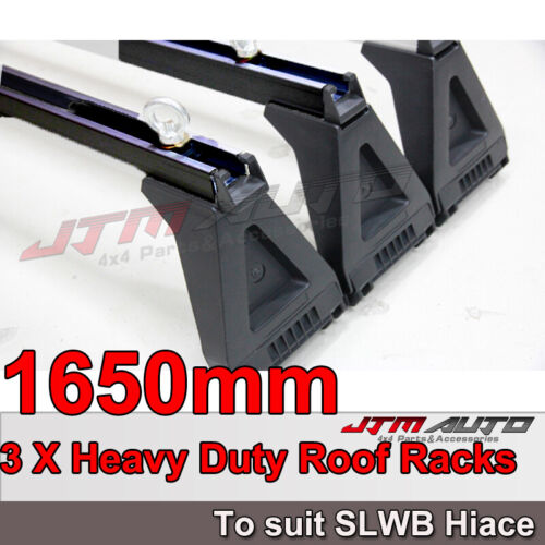 3 X Black HEAVY DUTY ADJUSTABLE ROOF RACKS to suit Toyota Hiace SLWB 2005-2018