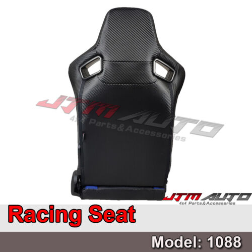 BN PAIR PU Leather BLACK WITH BLUE RACING SPORT SEATS 1088 BK/BL