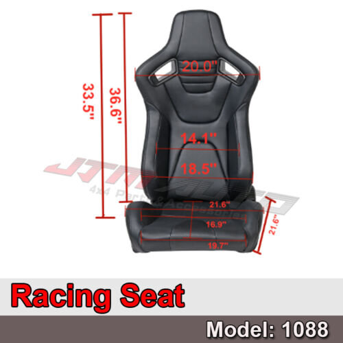 BN PAIR PU Leather BLACK WITH YELLOW RACING SPORT SEATS 1088 BK/YE