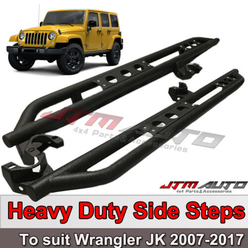 Heavy Duty Armor Black Off road Side Steps to suit Jeep Wrangler JK 4 Door 2007-2017