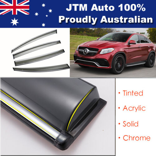 INJ Chrome Weather Shield Weathershield Window Visor For Mercedes Benz GLE 15-19