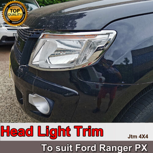 Chrome Head Light Trim Cover Protector to suit Suits Ford Ranger 2012-2015