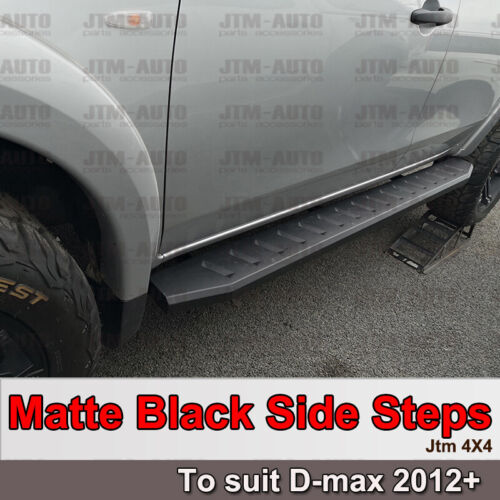 Heavy Duty Steel Black Side Steps suit ISUZU D-max Dmax Extra Cab 2012-2020