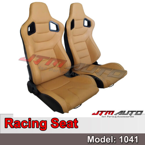 BN PAIR PU Leather BEIGE RACING SPORT SEATS