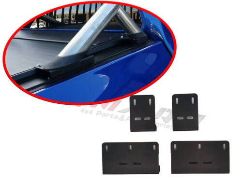 4x Sport Bar Adaptors Black Steel Brackets for Roller Shutter Tonneau Hard Lip