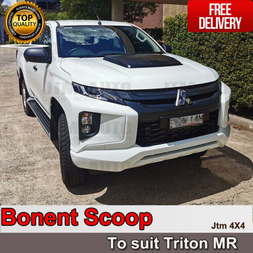 Matt Black Bonnet Scoop Hood Cover to suit Mitsubishi Triton MR 2019+