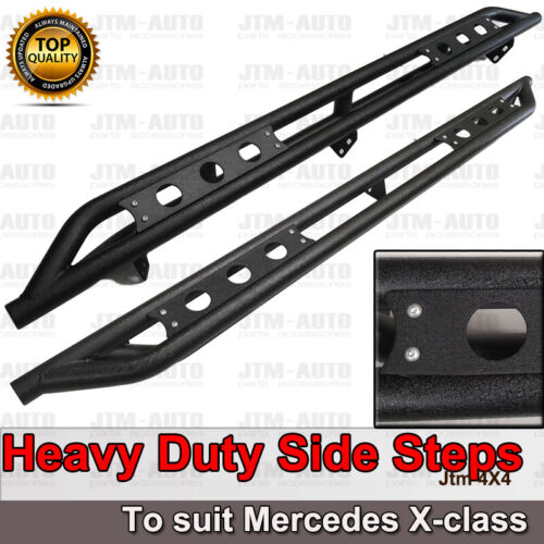 Heavy Duty Armor Black Off road Side Steps to suit Mercedes Benz X-class 2018+