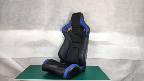 BN PAIR PU Leather BLACK WITH BLUE RACING SPORT SEATS 1088 BK/BL