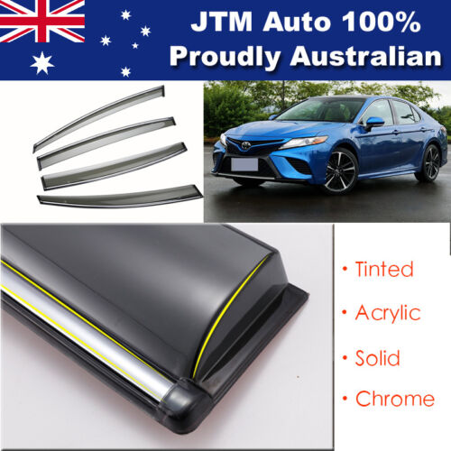 INJ Chrome Weather Shield Weathershield Window Visors to suit Toyota Camry 2017-2024