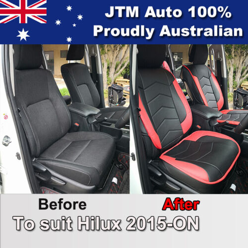 PREMIUM Red PU leather Waterproof Seat Covers to suit Toyota Hilux 2015-2018