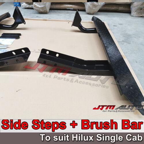 Heavy Duty Side Steps & Brush Bars SUITS TOYOTA HILUX SINGLE CAB 2005-2015