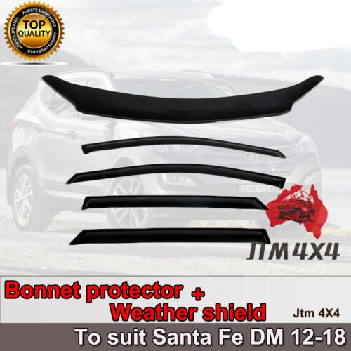 Bonnet Protector + Weather Shields to suit Hyundai Santa Fe DM 2012-2018