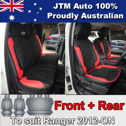 PREMIUM Red PU leather Waterproof Seat Covers for Ford Ranger PX 2012-2018