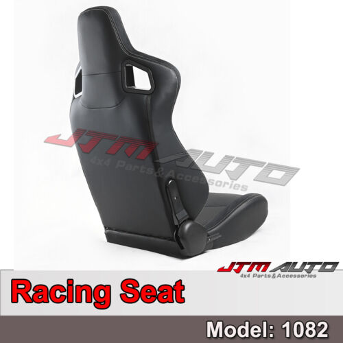 BN PAIR PU Leather BLACK WITH WHITE STITCHING RACING SPORT SEATS