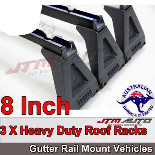 3 X 8“ Black Aluminium Heavy Duty Roof Racks For Gutter Rail Mount Vehicles