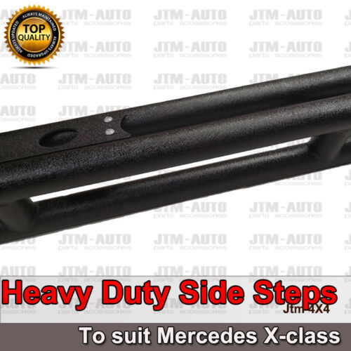 Heavy Duty Armor Black Off road Side Steps to suit Mercedes Benz X-class 2018+