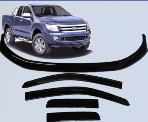 Bonnet Protector + Weather Shields to suit Ford Ranger PX Extra Cab 2012-2015