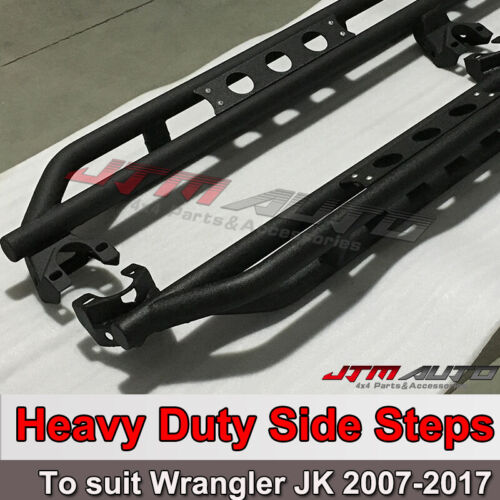 Heavy Duty Armor Black Off road Side Steps to suit Jeep Wrangler JK 4 Door 2007-2017