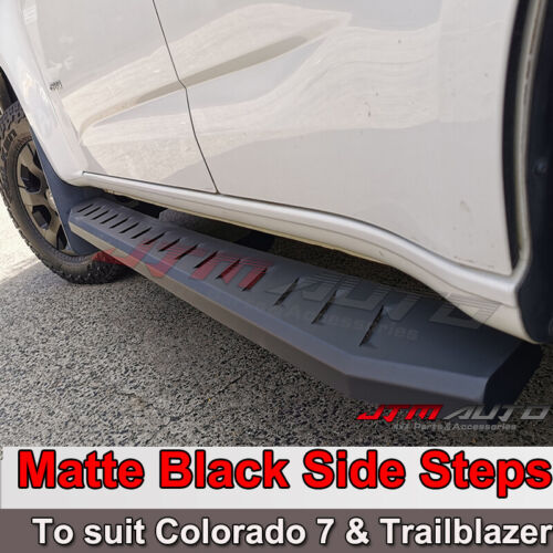 Heavy Duty Steel Black Off road Side Steps suit Holden Colorado 7 & Trailblazer