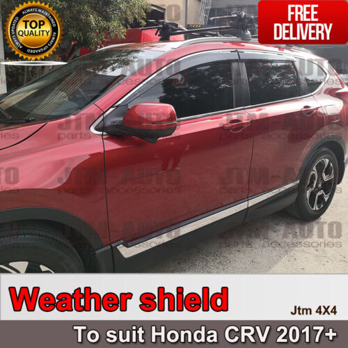 INJ Chrome Weather Shield Weathershield Window Visor for Honda CRV CR-V 2017+