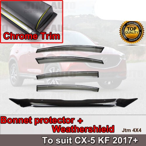 Bonnet Protector Guard + Weather Shields Visor to suit Mazda CX5 CX-5 2017-2020