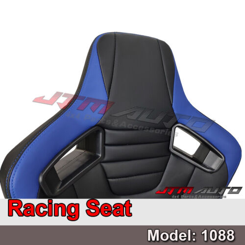 BN PAIR PU Leather BLACK WITH BLUE RACING SPORT SEATS 1088 BK/BL