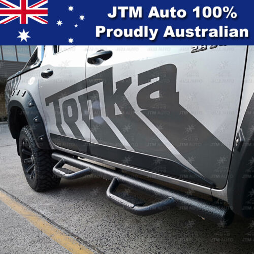 Heavy Duty 3" Black Steel Side Step Running Board to suit Toyota Hilux 2015-2024