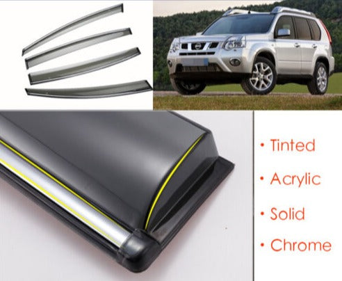 IJ Chrome Weather Shield Weathershield Window Visor for Nissan X-trail T31 07-13