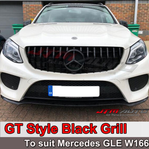 Gloss Black AMG GT Style Front Bumper Grille Grill For Mercedes-Benz GLE W166