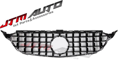 Gloss Black GT Style Grill Grille to suit Mercedes C-Class W205 C205 C43 15-18