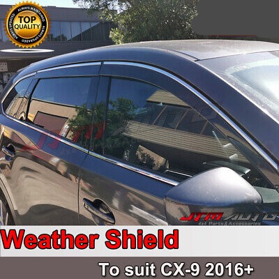 INJ Chrome Weather Shield Weathershield Window Visor for Mazda CX9 2016+