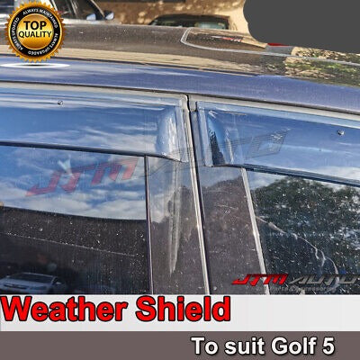 INJ Chrome Weather Shield Weathershield Window Visor for VW Golf MK5 2003-2008