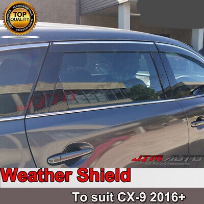 INJ Chrome Weather Shield Weathershield Window Visor for Mazda CX9 2016+