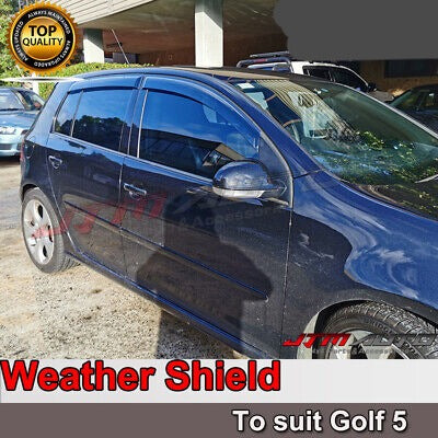 INJ Chrome Weather Shield Weathershield Window Visor for VW Golf MK5 2003-2008