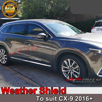 INJ Chrome Weather Shield Weathershield Window Visor for Mazda CX9 2016+