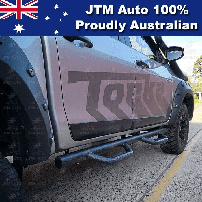 Heavy Duty 3" Black Steel Side Step Running Board to suit Toyota Hilux 2015-2024