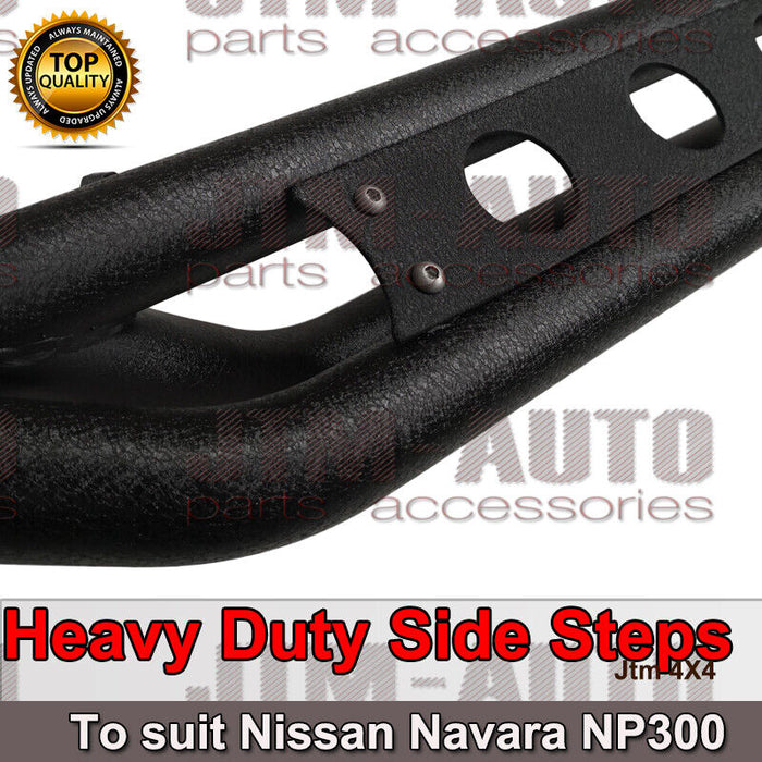 Heavy Duty Armor Black Off road Side Steps to suit Nissan Navara NP300 D23 2015+