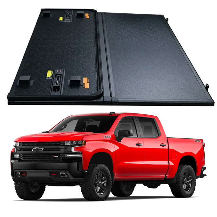 Aluminium Tri-Fold Folding Hard Tonneau Cover Suits Chevrolet Silverado 6'4 Bed