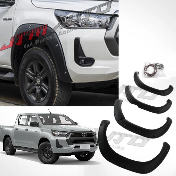 Matt Black Fender Flares Black Guard to suit Toyota Hilux Workmate SR 2021+ My21