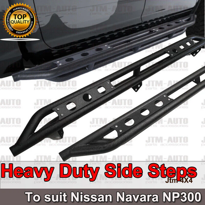 Heavy Duty Armor Black Off road Side Steps to suit Nissan Navara NP300 D23 2015+