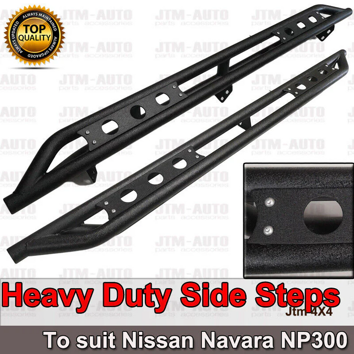 Heavy Duty Armor Black Off road Side Steps to suit Nissan Navara NP300 D23 2015+
