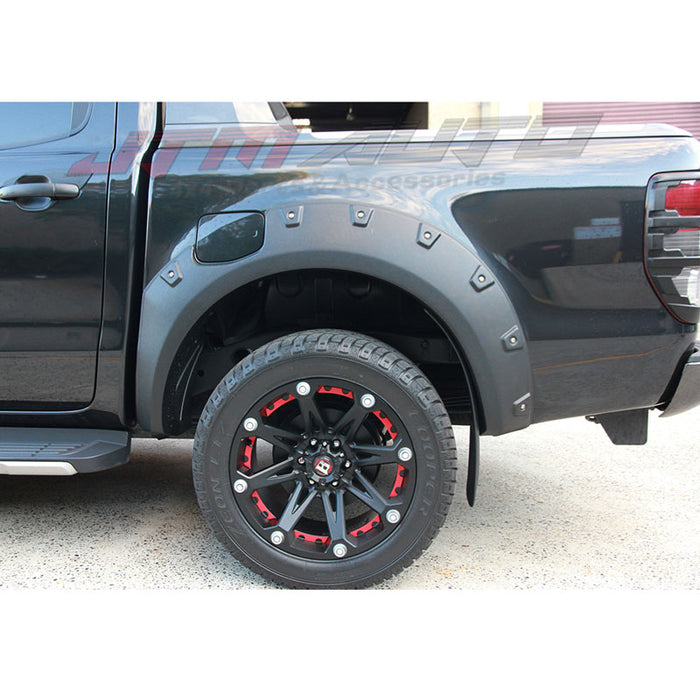 To suit Ford Ranger PX2 Wrinkle Matt Black Fender Flares Wheel Arch 2015-2018