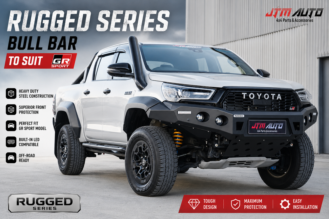 Non Loop Rugged Bull Bar Bumper Replacement to suit Toyota Hilux GR Sport