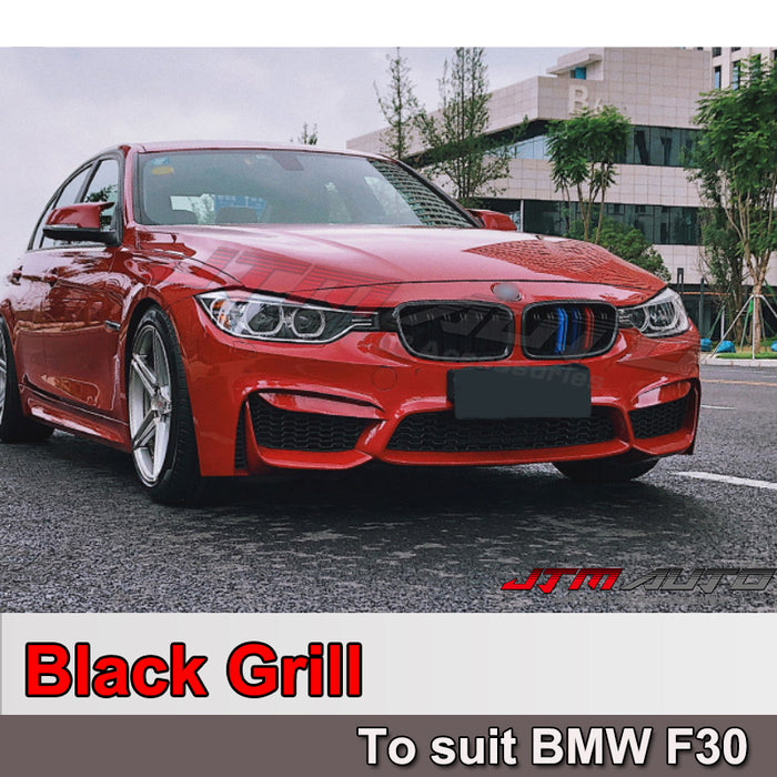 Gloss Black M Style Front Bumper Bar Grill Grille to suit BMW 3 Series F30 F31